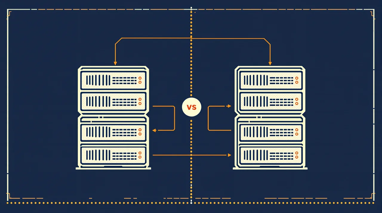 Cloudflare Pages vs Vercel (2026): Cost, Edge, and DX -- line-art illustration