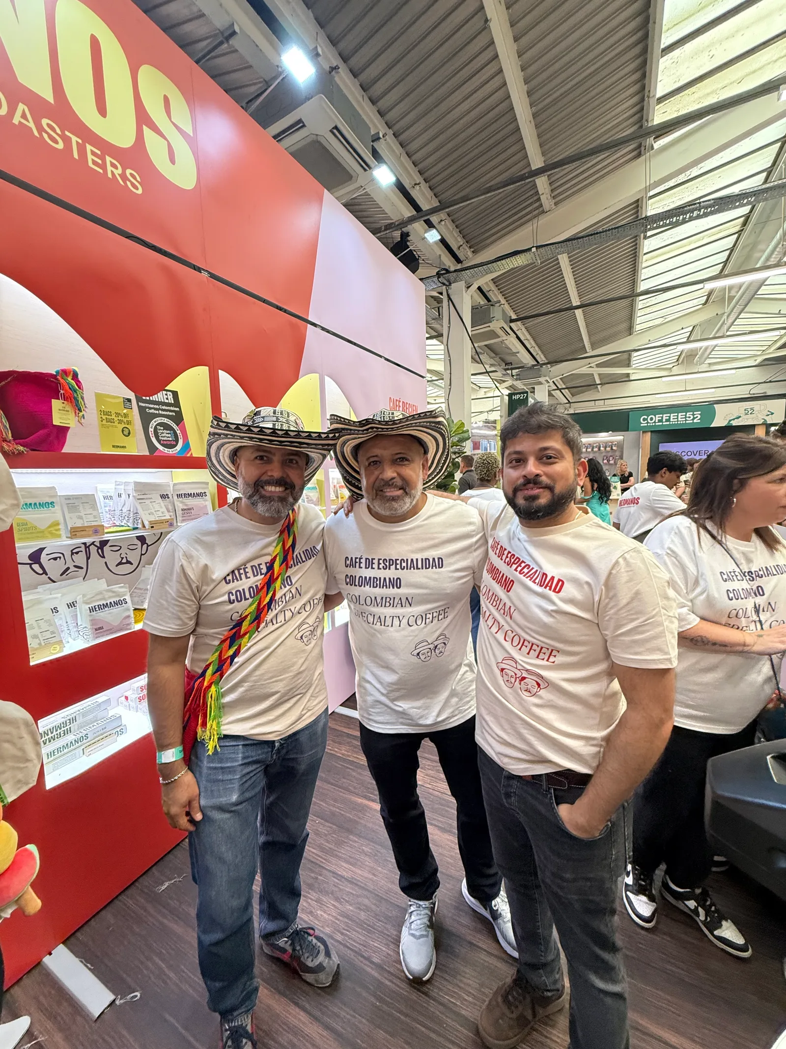 With the Hermanos Coffee Roasters founders at their LCF stand — number-one cafe pick confirmed in person.