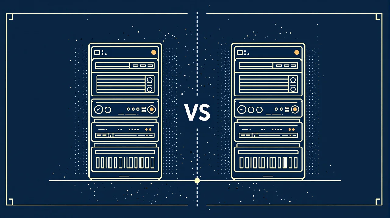 Railway vs Render in 2026: developer experience versus predictable pricing -- line-art illustration