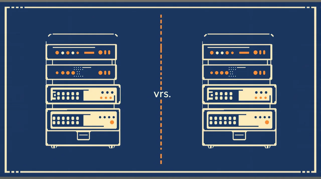 Stripe vs Paddle in 2026: payments power versus merchant of record -- line-art illustration