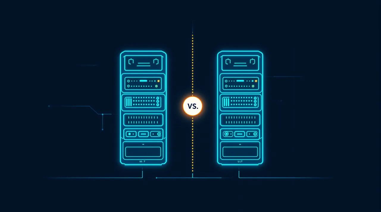 WordPress vs Next.js: When Each Is the Right Call -- line-art illustration